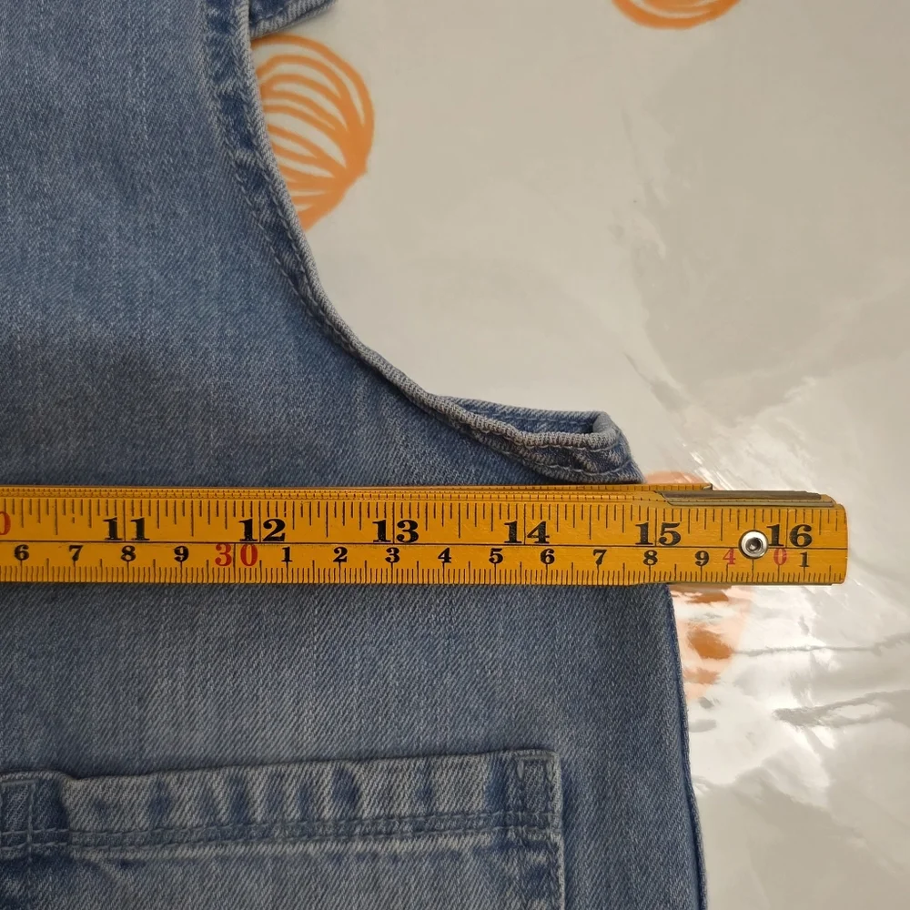Girls Light Blue Cotton Denim Buttoned Overall Dress Size 12 NEW